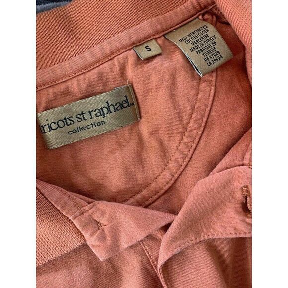 tricots st raphael Mens Solid Orange Short Sleeve Polo Top Shirt Small - Picture 5 of 5